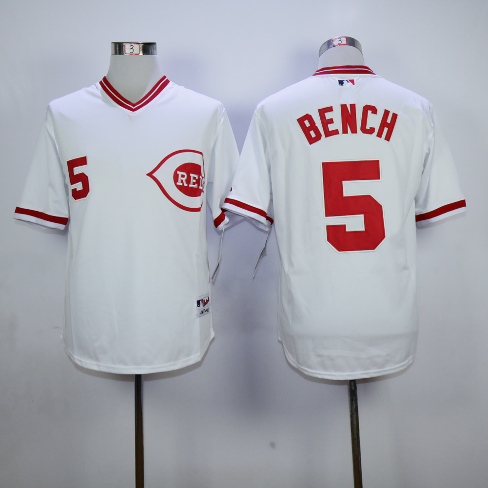 Men MLB Cincinnati Reds #5 Bench Grey Mitchnell Ness 1990 jerseys->cincinnati reds->MLB Jersey